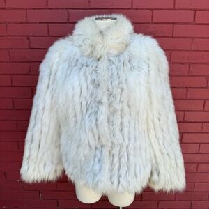 Vintage Saga Fox White Blue Fox Fur Coat Jacket Women Medium Glam Mob Wife
